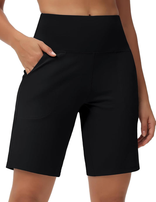 Women's High Waisted Bermuda Workout Shorts Long Shorts