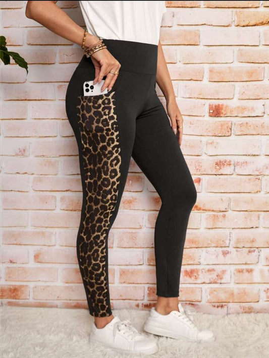 Tiger Print Side Strip Gym Yoga Daily Wear Track Pants