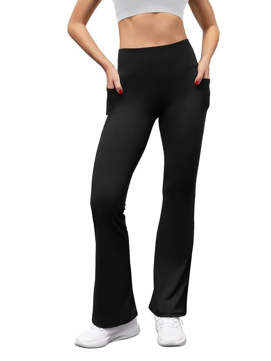 Premium Flare Yoga Pants with Pockets High Waist Casual Bell Bottom Bootcut Leggings.
