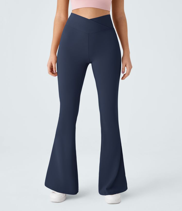 High-Waist Crossover Flare Yoga Pants for Women