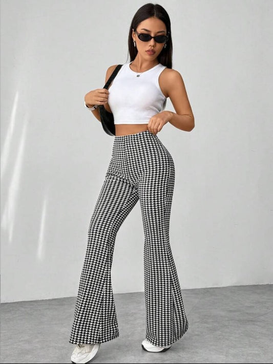 Formal black and white combination flare leg pants/plazo pant/formal pant