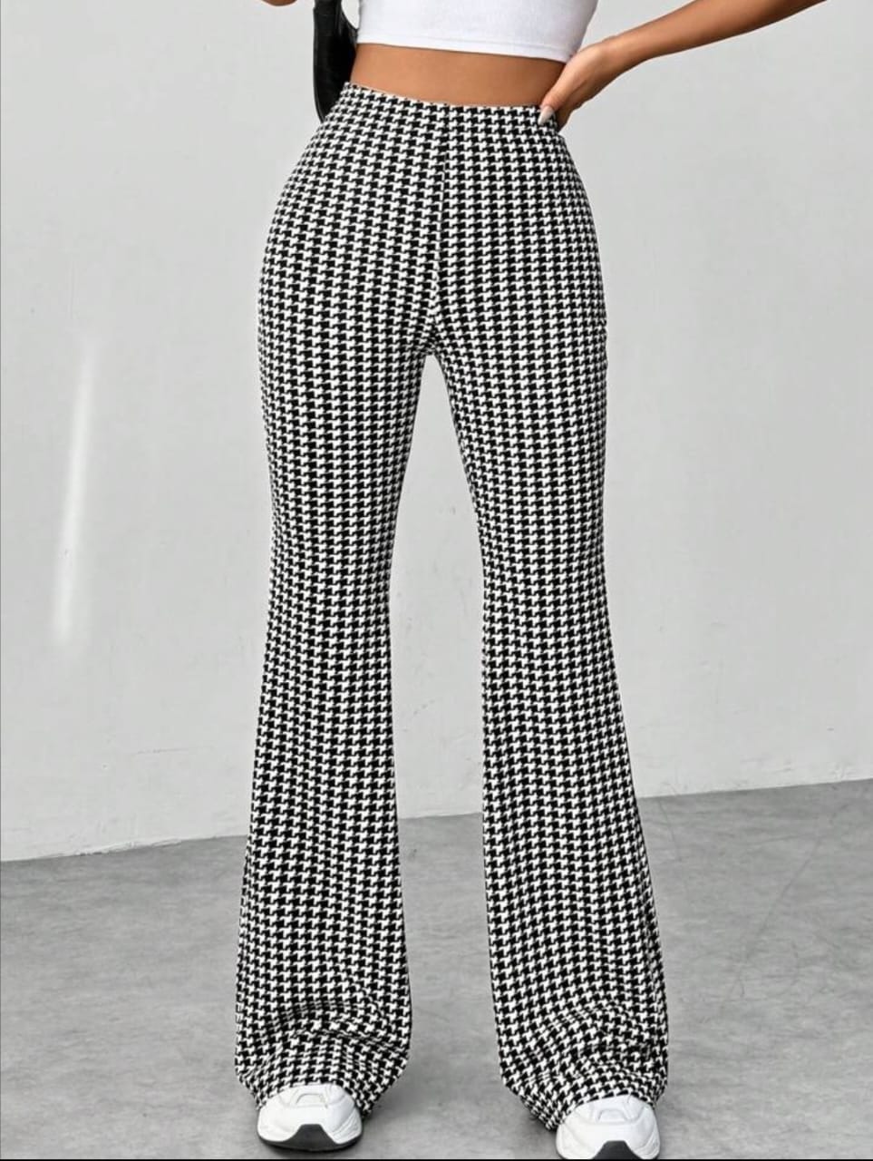 Formal black and white combination flare leg pants/plazo pant/formal pant