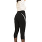 Women's High Waist Black Leggings with Side Houndstooth Panel & Mesh Detail