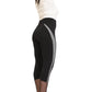 Women's High Waist Black Leggings with Side Houndstooth Panel & Mesh Detail