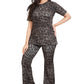 Women's Grey Leopard Print Co-Ord Set | Trendy Animal Print Top & Pants
