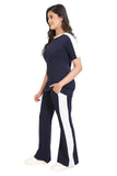 Navy Blue & White Side Panel Co-ord Set for Women