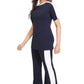 Navy Blue & White Side Panel Co-ord Set for Women