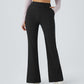 Women's Black Flared Pants With Front And Back Pockets.