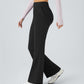Women's Black Flared Pants With Front And Back Pockets.
