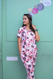 Trendy Pyjama set with border piping shirt