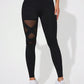 Sport Studio Women's Asymmetric Waist Mesh Splice Sports Leggings