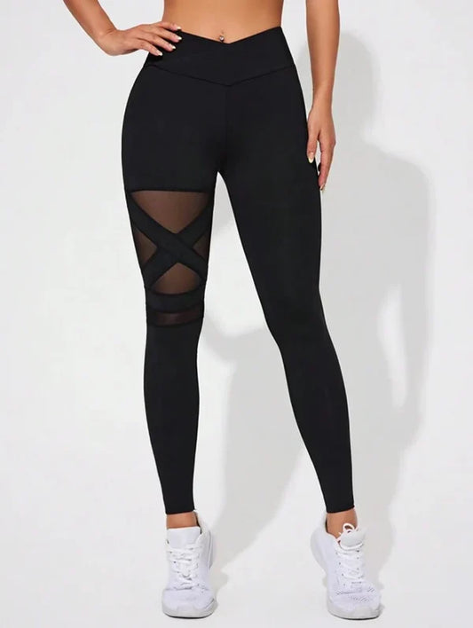 Women's Black Mesh Panel Activewear Leggings - Combo Pack (2 Pcs)