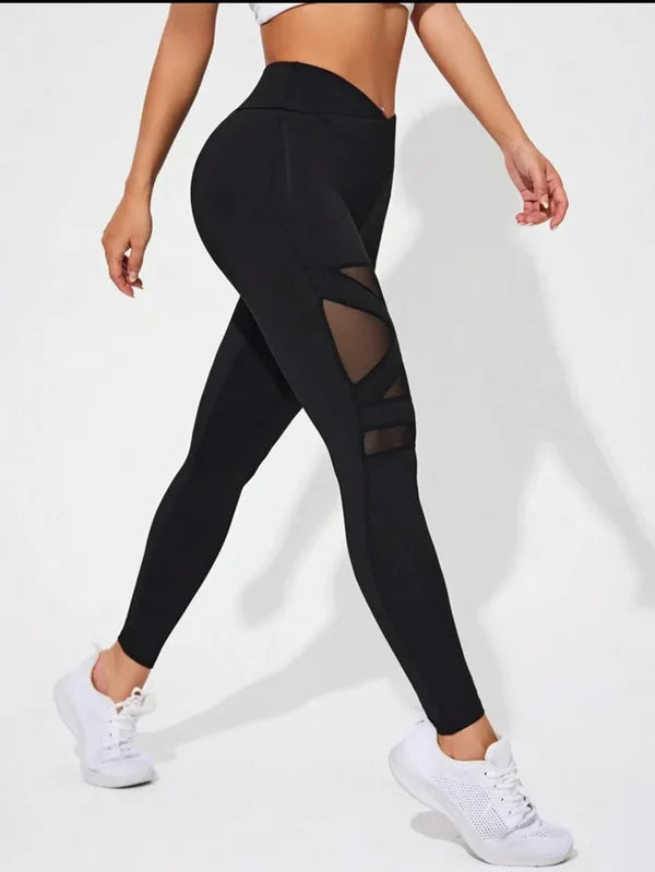 Women's Black Mesh Panel Activewear Leggings - Combo Pack (2 Pcs)