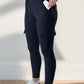 EZwear Plus Size Women Waistband Pocket Skinny Black Leggings, Casual