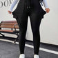 EZwear Plus Size Women Waistband Pocket Skinny Black Leggings, Casual