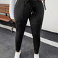 EZwear Plus Size Women Waistband Pocket Skinny Black Leggings, Casual
