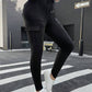 EZwear Plus Size Women Waistband Pocket Skinny Black Leggings, Casual