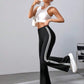 EZwear Striped Tape Side Flare Leg Pants