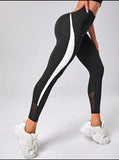 Sport Studio Mesh Insert Contrast Side Seam Wideband Waist Sports Leggings