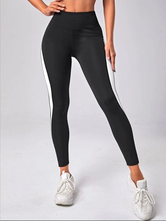 Sport Studio Mesh Insert Contrast Side Seam Wideband Waist Sports Leggings