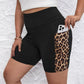 Tiger Print Side Strip Gym Yoga Daily Wear Shorts