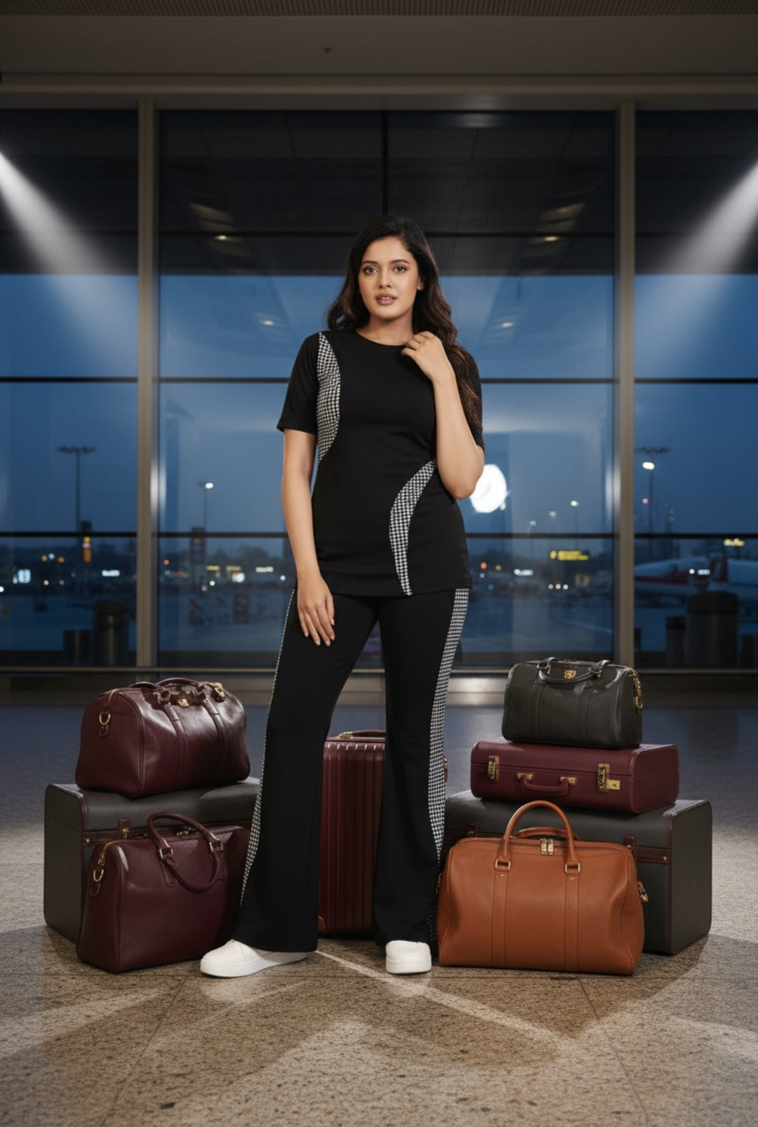 "Airport Chic Black Checkered Co-ord"