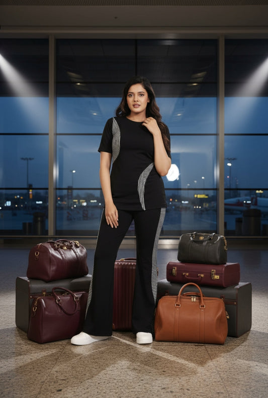 "Airport Chic Black Checkered Co-ord"