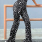 Women's Elegant Slim-Fit Black white Tie-Dye Flared Pants.
