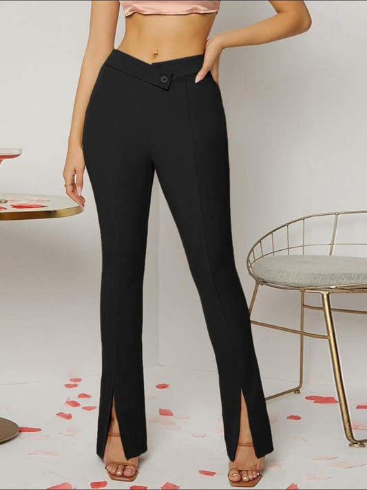 Premium Women's Elegant Flare Leg High Waist Pants .