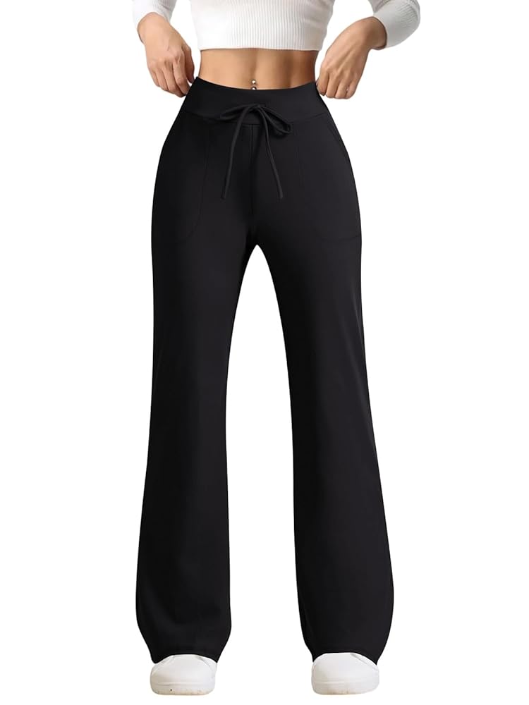 Premium Wide Leg Yoga Pants for Women Sweatpants with Pockets Yoga Pants Flare Lounge Pants Loose High Waist Comfy Workout Dance Daily wear.