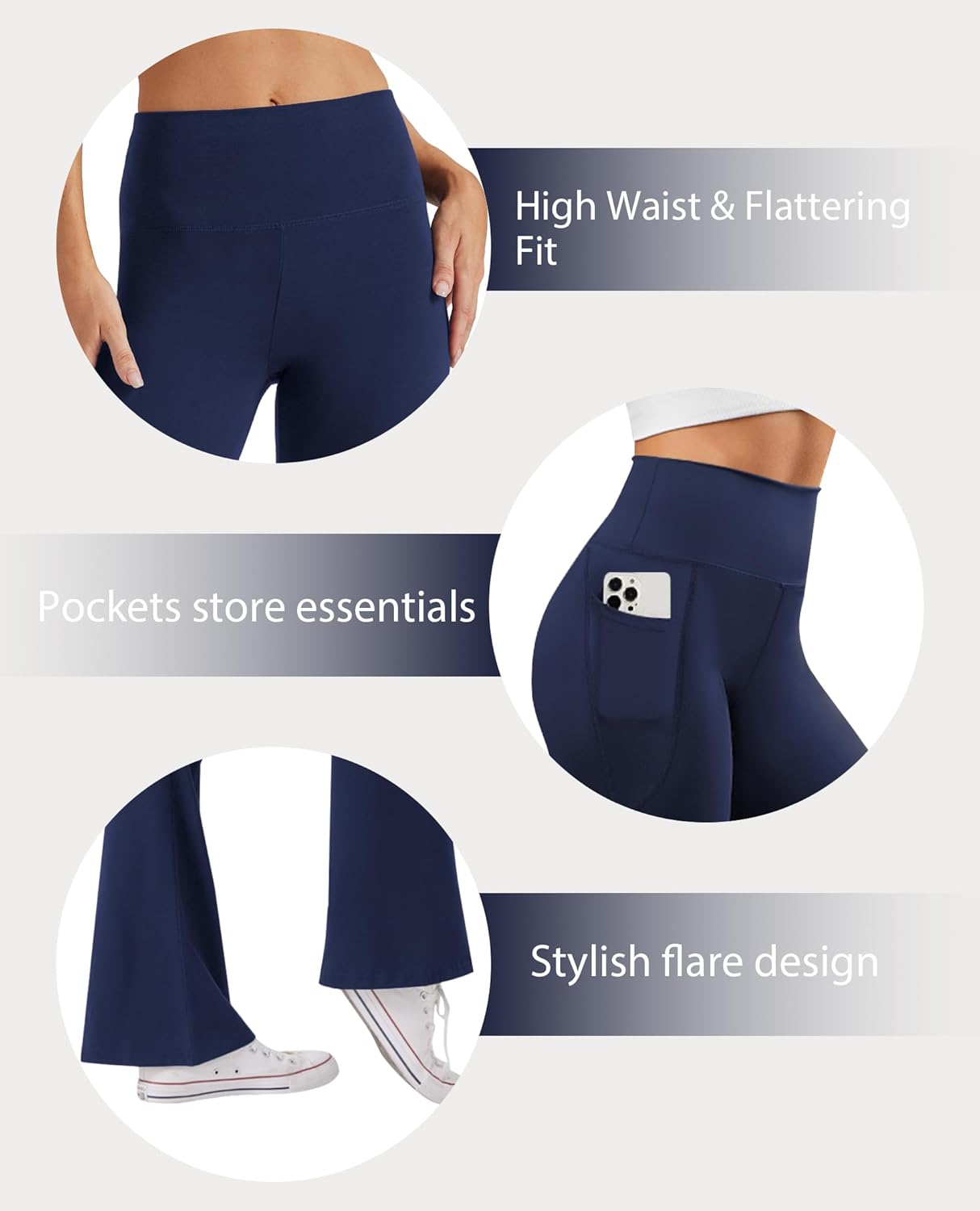 Premium Flare Yoga Pants with Pockets High Waist Casual Bell Bottom Bootcut Leggings.