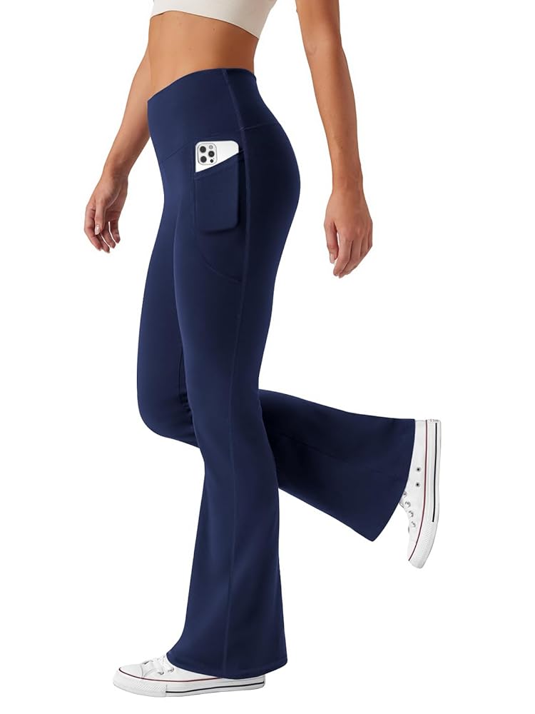 Premium Flare Yoga Pants with Pockets High Waist Casual Bell Bottom Bootcut Leggings.