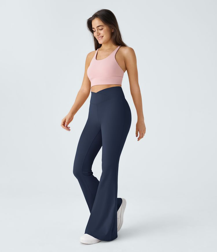 High-Waist Crossover Flare Yoga Pants for Women