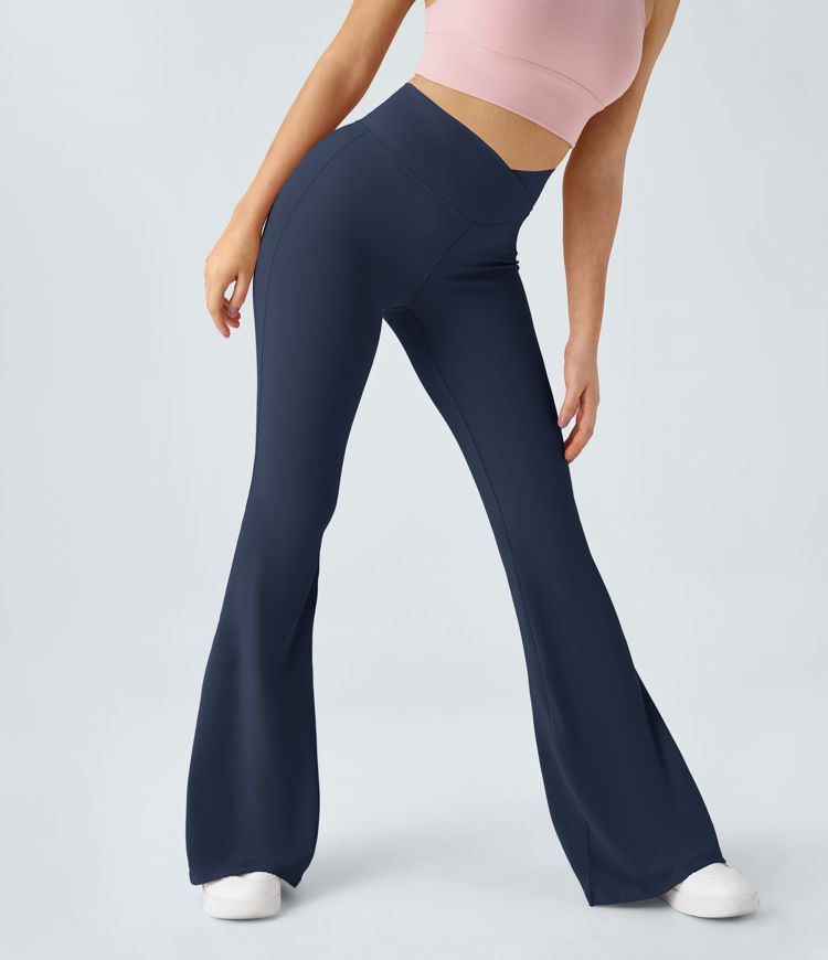 High-Waist Crossover Flare Yoga Pants for Women