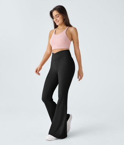 High-Waist Crossover Flare Yoga Pants for Women