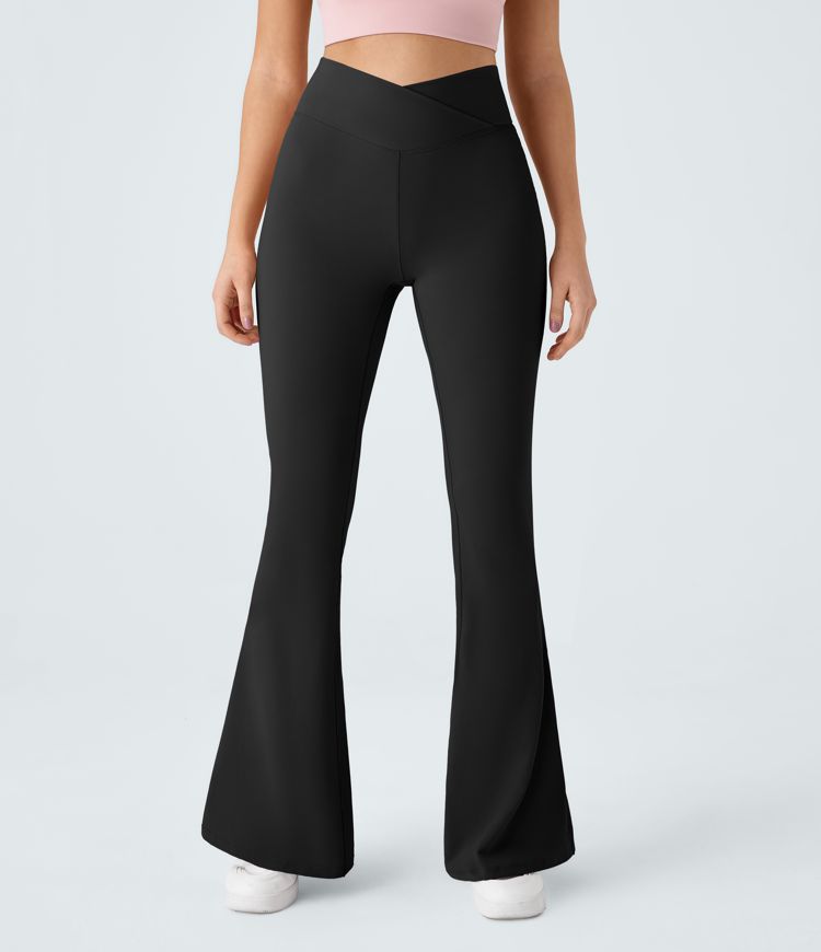 High-Waist Crossover Flare Yoga Pants for Women