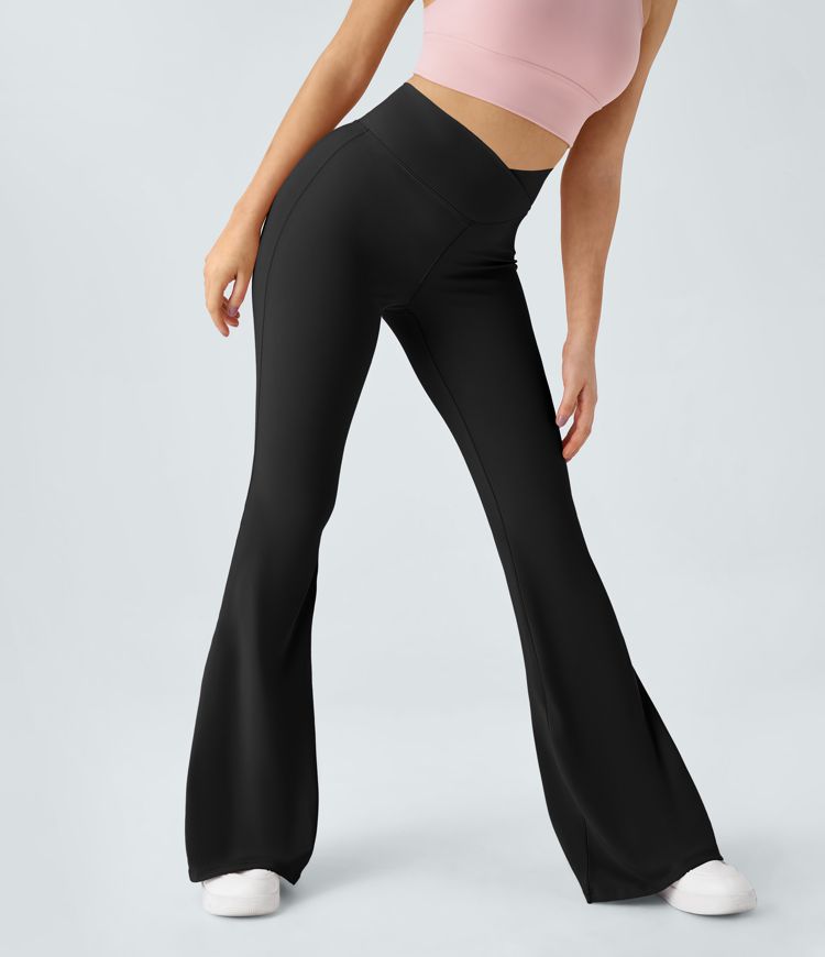 High-Waist Crossover Flare Yoga Pants for Women