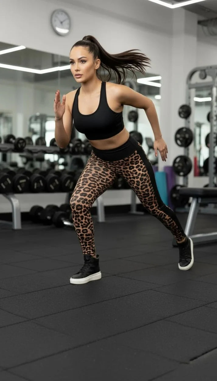 Leopard Print High-Waist Leggings with Side Pockets