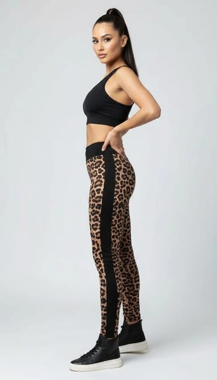 Leopard Print High-Waist Leggings with Side Pockets