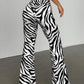 Women's Zebra Print V-Waist Flare Pants