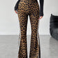 Women's High-Waisted Side Stripe & Leopard Print Flared Leg Pants