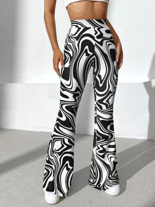 Jalkhukadi Women's Pants Marbel Print Flare Leg Pants Pant for Women
